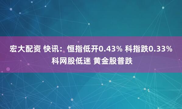 宏大配资 快讯：恒指低开0.43% 科指跌0.33% 科网股低迷 黄金股普跌